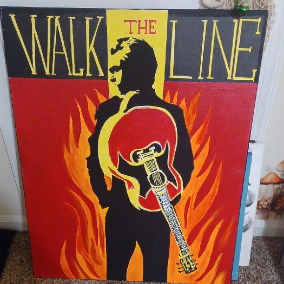 Other - Original Acrylic Silhouette Guitar Art Canvas